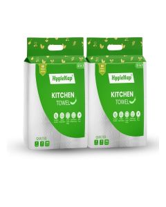 HygieNap 2-Ply Kitchen Tissue Paper Roll / Pack of 4 / Soft & Super Absorbent Tissues / 100% Virgin Cellulose Material / 400 Pulls / 4 Rolls / Perfect for Cleaning, Wiping & Drying