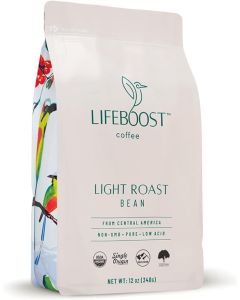 Lifeboost Light Roast Coffee Beans - Organic Low Acid Whole Bean Coffee - 12 Ounces