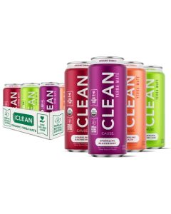CLEAN Cause Low Calorie Variety Pack Yerba Mate Tea Sparkling USDA Organic Energy Drink Alternative Low Sugar 160mg Natural Caffeine Soda Alternative PlantBased 16oz cans 12Pack Case 4 Flavors