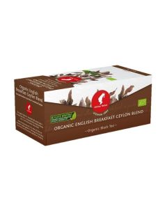 Julius Meinl Organic English Breakfast Ceylon Blend Black Tea, 25 pieces Single-use Bio-degradable Tea Bags in 1 Box