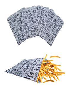 Inditradition Multipurpose Food Wrapping Paper Envelopes, Snack Bags Paper Pouches / Pack of 100, White with News Print (Large, 8x10")