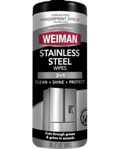 Weiman Stainless Steel Cleaner 30 Count Wipes AntiFingerprint Removes Grease Water Spots Streaks Residue Polishing Cleaner Safe for Appliances Chrome Sinks Grill Exteriors
