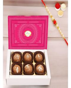 Jaiccha Ghasitaram Gifts Rakhi Gifts - Mathura Peda Box 6 Pcs with Pearl Beads Rakhi