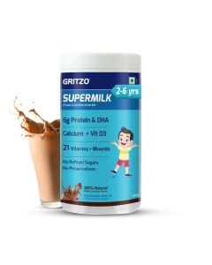 Gritzo SuperMilk Daily Nutrition 4 7y Kids Double Chocolate 400g 6g Protein with Zero Refined Sugar