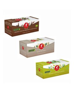 Julius Meinl Tea Variety Pack, English Breakfast/White Tea Peach/Organic China Green Jasmine, 25 Tea Bags Each, Pack of 3