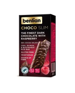 Choco Slim Bars with Dark Chocolate & Raspberry, Chia, Quinoa & Buckwheat, 5x16g