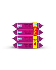 White anti-bacterial wet wipes pocket with lavender & vanilla 10 pulls 4 in 1