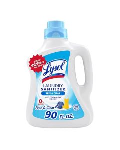 Lysol Laundry Sanitizer Additive Free Clear Free from Fragrance and Dyes 0 Bleach Laundry Sanitizer Bacteriacausing Laundry Odor Eliminator Unscented 90 Fl Oz Pack of 1 Package May Vary