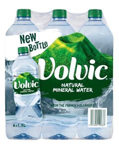 Volvic Natural Water, Mineral Drinking Water, Sustainably Sourced Water Bottle, Case Of 6 X 1.5L Volvic Bottles