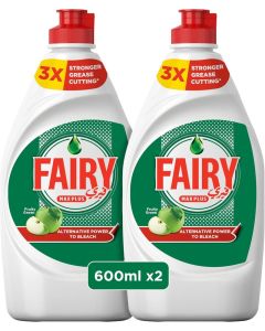 Fairy Max Plus Fruity Green Dishwashing Liquid Soap With Alternative Power To Bleach, 2x600ml