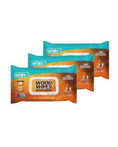 White Wood Cleaning Wet Wipes - 3 Packs of 48 Pulls / 144 Total Wipes; Quick & Easy Shine for Furniture, Cabinets & Wooden Surfaces; Cleans, Conditions & Protects Wood 3in1