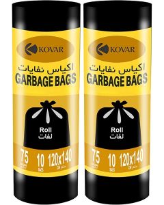KOVAR Biodegradable & Antibacterial 75 Gallon Garbage Bags / Plastic Trash Bags / Leak-Proof Bin Bags for Wet & Dry Waste / 20 Pcs with 2-Pack Roll Set / Waste Bag for Indoor & Outdoor / 120cm x 140cm