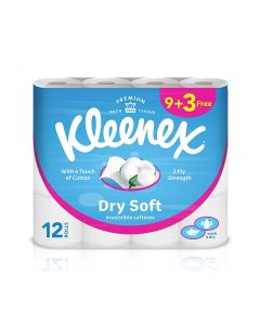 Kleenex Dry Soft Toilet Tissue Paper, 2 Ply, 12 Rolls, 200 Sheets per Roll