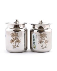 Coconut Stainless Steel Laser Ghee Pot Pack of 2 Each 250ML