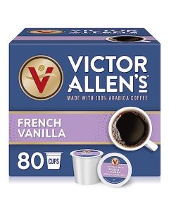 Victor Allens Coffee French Vanilla Flavored Medium Roast 80 Count Single Serve Coffee Pods for Keurig KCup Brewers
