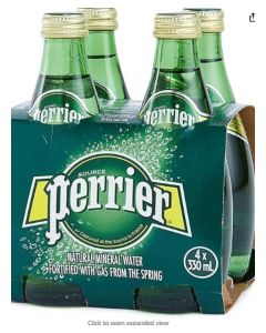 PERRIER Regular Sparkling Mineral Water - 4 x 330 ml