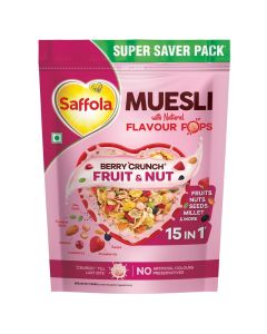 Muesli Fruit & Nut Berry Crunch with Flavour Pops, 700 gm / 15 in 1 Fruit and Nuts, Seeds, Millet & more / Cereals for breakfast rich in wholegrain, protein, fibre