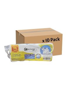 Kovar 400 Sheets 2 PLY Bulk 10 Pack Toilet Tissue Roll- 10 Roll