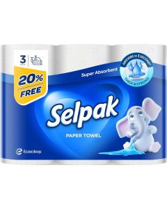 Selpak 3 Ply Kitchen Paper Towel 3 Rolls 20 Percent Off 80 Sheets