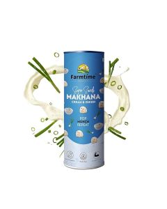 FARMTIME ORGANIC Super Snack Makhana Cream & Onion Flavor / Healthy Roasted Foxnuts / Gluten-Free, Zero Cholesterol, Protein-Rich Snack / 80g