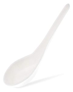 Juvale Disposable Soup Spoons - 50-Pack, White Plastic, 5.4-Inch - Deep Asian Soup Spoon for Ramen, Pho & Miso