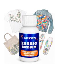 7 Artists Fabric Medium for Acrylic Paint 42 fl oz Turn Acrylics Into Washable Fabric Paint Soft Flexible Matte Finish No Cracking Textile Medium for TShirts Denim Shoes Tote Bags