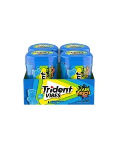 Trident Vibes SOUR PATCH KIDS Blue Raspberry SugarFree Chewing Gum 4 Bottles of 40 Pieces 160 Total Pieces