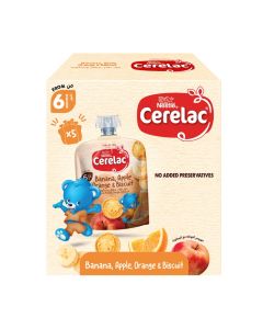 Fruits Puree Pouch in Banana, Orange & Biscuit 90gm Pack Of 5
