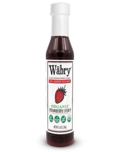 Wabry Organic Syrup (Strawberry, No Sugar Added) 13.8 oz BPA-Free Plastic, Sweetened with Erythritol/Stevia