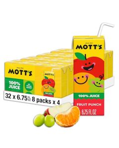 Motts 100 Percent Fruit Punch Juice 675 fl oz boxes 32 Count 4 Packs of 8