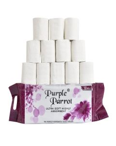 Purple Parrot Toilet Tissue Paper 4 ply Pack of 10 Each roll 260 Sheet
