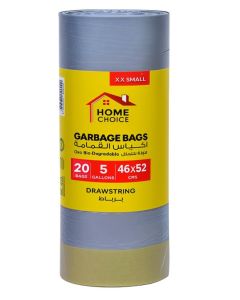 Biodegradable Drawstring Trash Bags – 5 Gallons (46 x 52 cm), XX-Small, 20 Bags) – Kitchen, Bathroom & Office Garbage Bags with Ribbon Tie