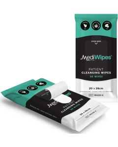 MediWipes Patient Cleansing Wet Wipes Pack of 30 Enriched with Aloe Vera Wet Wipes FragranceFree AlcoholFree Safe PlasticFree ParabenFree for Home Healthcare Use 20 x 28 cm