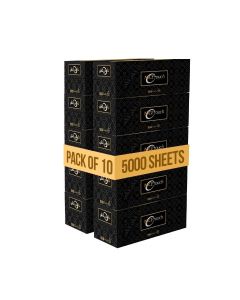 1Ply Facial Tissue 5000 Sheets, 10 Packs of 500 Sheets - Contains 5000 Premium, Soft & Absorbent Tissues Suitable For All Skin Types