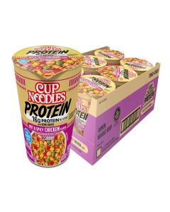 Nissin Cup Noodles Protein Ramen, Chicken Flavor Spicy Ramen with Bone Broth, 16g Protein, 2.54 Ounce Cup (Pack of 6)