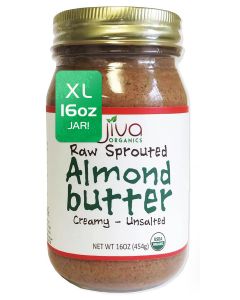 Jiva Organics RAW SPROUTED Organic Almond Butter 16Ounce Large Jar