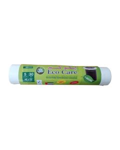Eco Care White Garbage Bag Roll - 30 Count, 5 Gallons, 46X52Cm