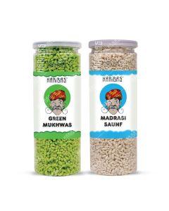 HARIBAS Combo Madrasi Mukhwas 200gm and Green 200gm / Mouth Fresheners / Bottle / Sweet Saunf Mouth Freshener, After Meal and Drink Mouth Freshener - Easy to Store