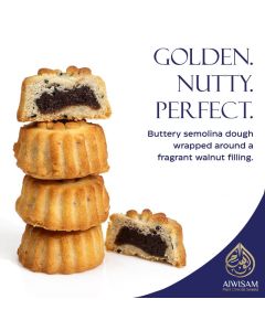 400g Maamoul Ajwa – Traditional Arabic Cookies with Premium Ajweh Date Filling – Middle Eastern Sweets Gift Box for Eid, Ramadan – Maamoul and Baklawa Assortment