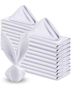 VACVELT 50 Pack White Satin Napkins 20x20 Inch Wedding Napkins Bulk Decorative Elegant Dinner Napkins Square Table Napkins Decor Silky Satin Cloth Napkins for Restaurant Banquet Graduation Party