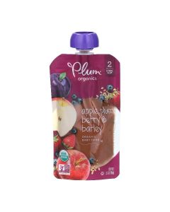 Plum Organics, Organic Baby Food, 6 Mos & Up, Apple, Plum, Berry & Barley, 3.5 oz (99 g)