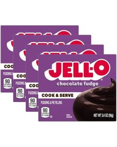 JellO Chocolate Fudge Cook Serve Pudding Pie Filling 34Oz Pack of 4