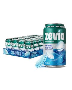 Zevia Zero Sugar Soda Caffeine Free Cola 12 oz Cans 24Pack Naturally Sweetened Zero Calorie Sugar Free Soda NonGMO Project Verified GlutenFree Vegan