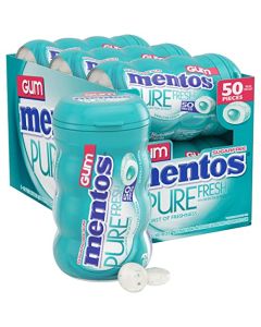 Mentos Pure Fresh SugarFree Chewing Gum with Xylitol Wintergreen Bulk 50 Count Pack of 6