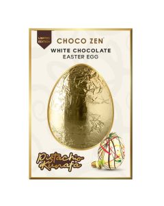 Choco Zen Dubai Pistachio Kunafa White Chocolate Easter Egg (260g) – Premium Creamy White Chocolate with Pistachio