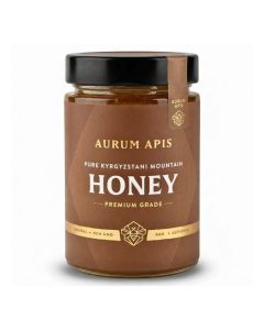 Kyrgyzstani Mountain Honey, 100% Raw Unfiltered Pure Honey, Hand Harvested Organic Honey, Non-GMO, Rich Nutrients & Energy Source, Respiratory Relief, Certified Honey – 500g Honey Jar