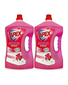 Apex All Purpose Cleaner Liquid, Floor and Multi Surface Cleaner, Disinfectant Hygienic Cleaning Formula, Removes Tough Stains, Long Lasting Fragrance, Rose, Promo Pack 2 x 3 liter, 6L