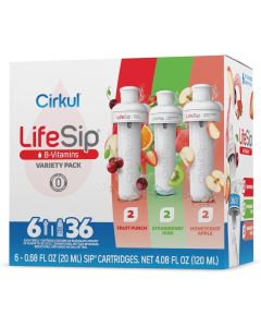 Cirkul LifeSip B-Vitamin Flavor Cartridge Variety Pack - 6 Cartridges (2 Fruit Punch, 2 Strawberry Kiwi, 2 Honeycrisp Apple)