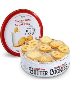 BREXONIC Gluten Free Sugar Free Butter Cookies Variety Tin - 36 Count Traditional Danish Cookies