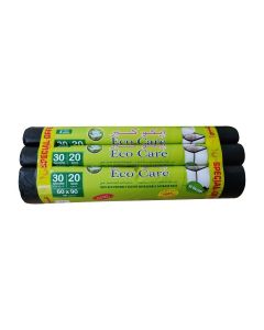 Eco Care Black Garbage Bag Roll, 20S - 60X90X3